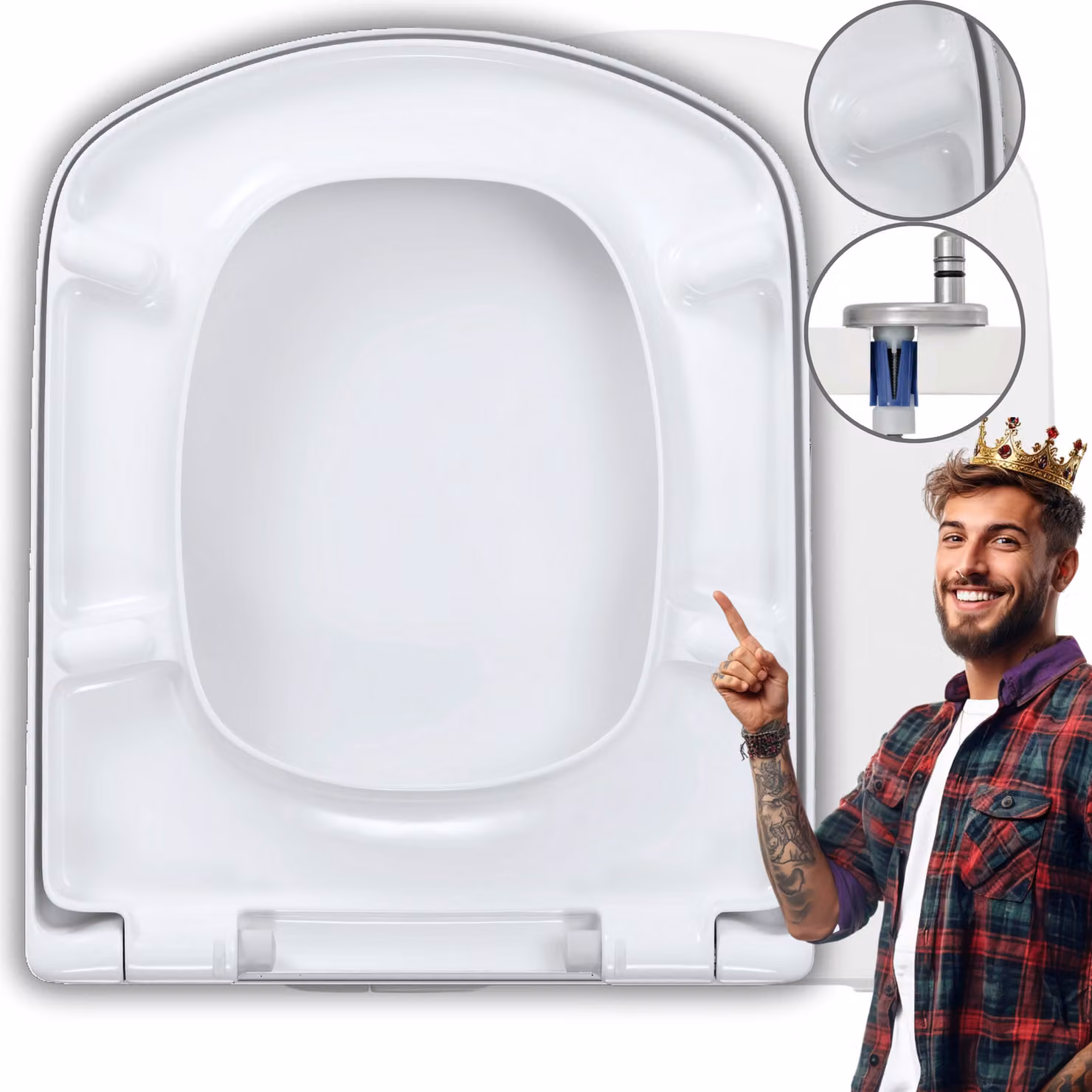 Sedile per WC Per ROCA DAMA SENSO con chiusura ammortizzata Coperchio per WC Antibatterico Sedile per WC Duroplast Softclose a sgancio rapido