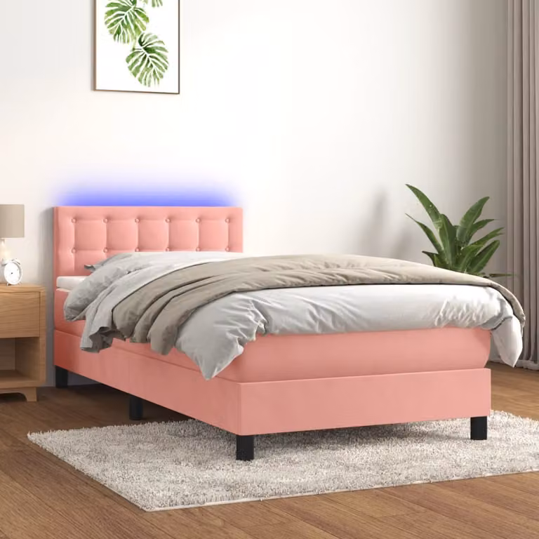 Maison Exclusive - Letto a Molle con Materasso e LED Rosa 90x190 cm in Velluto