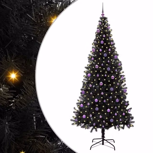 Albero di Natale | Decorazioni natalizie con 300 LED con supporto Nero 240 cm PVC