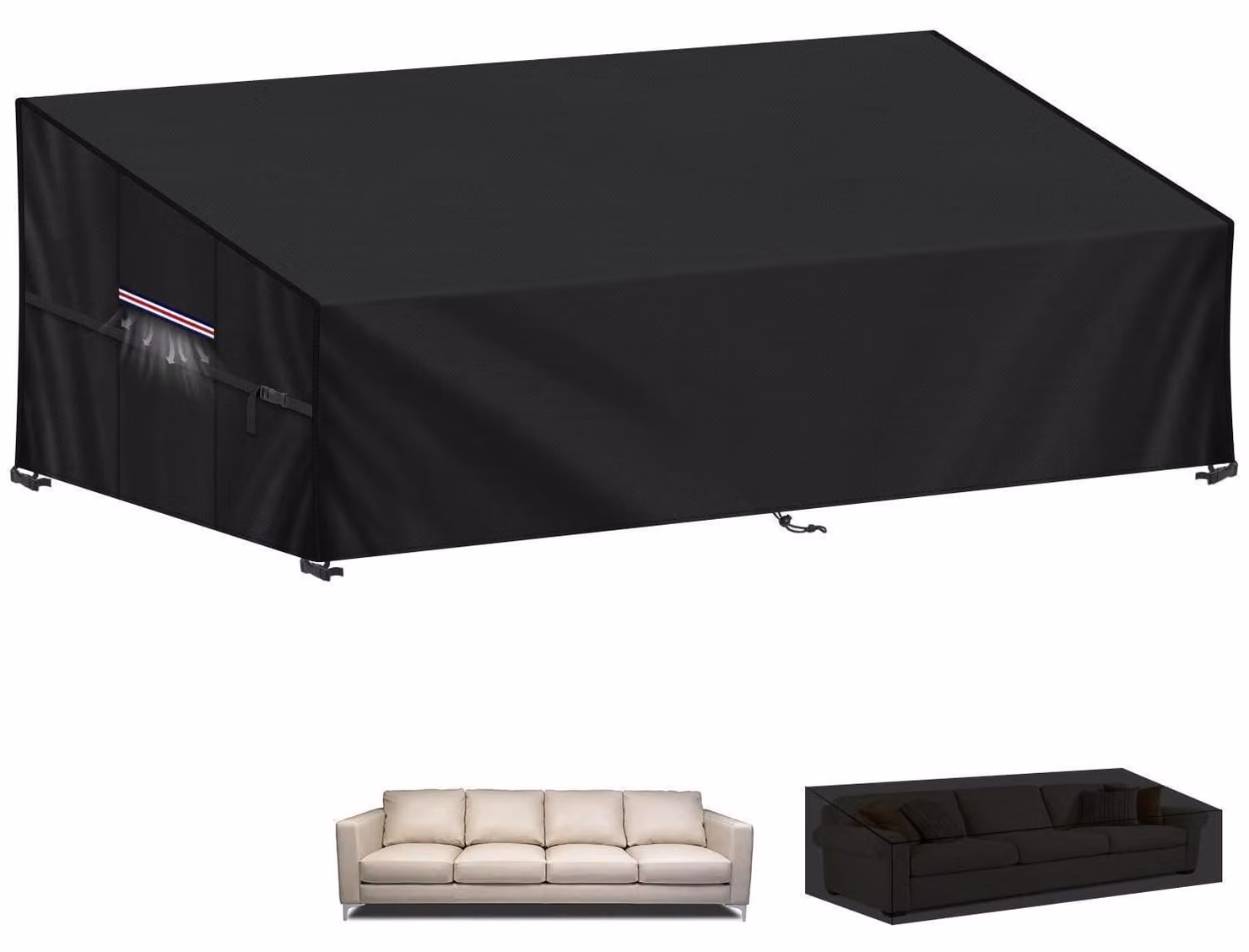 Copertura impermeabile per divano da giardino, adatta a divani da 4-5 posti, per mobili da relax, dimensioni 260x102x89/61 cm, tessuto Oxford 420D