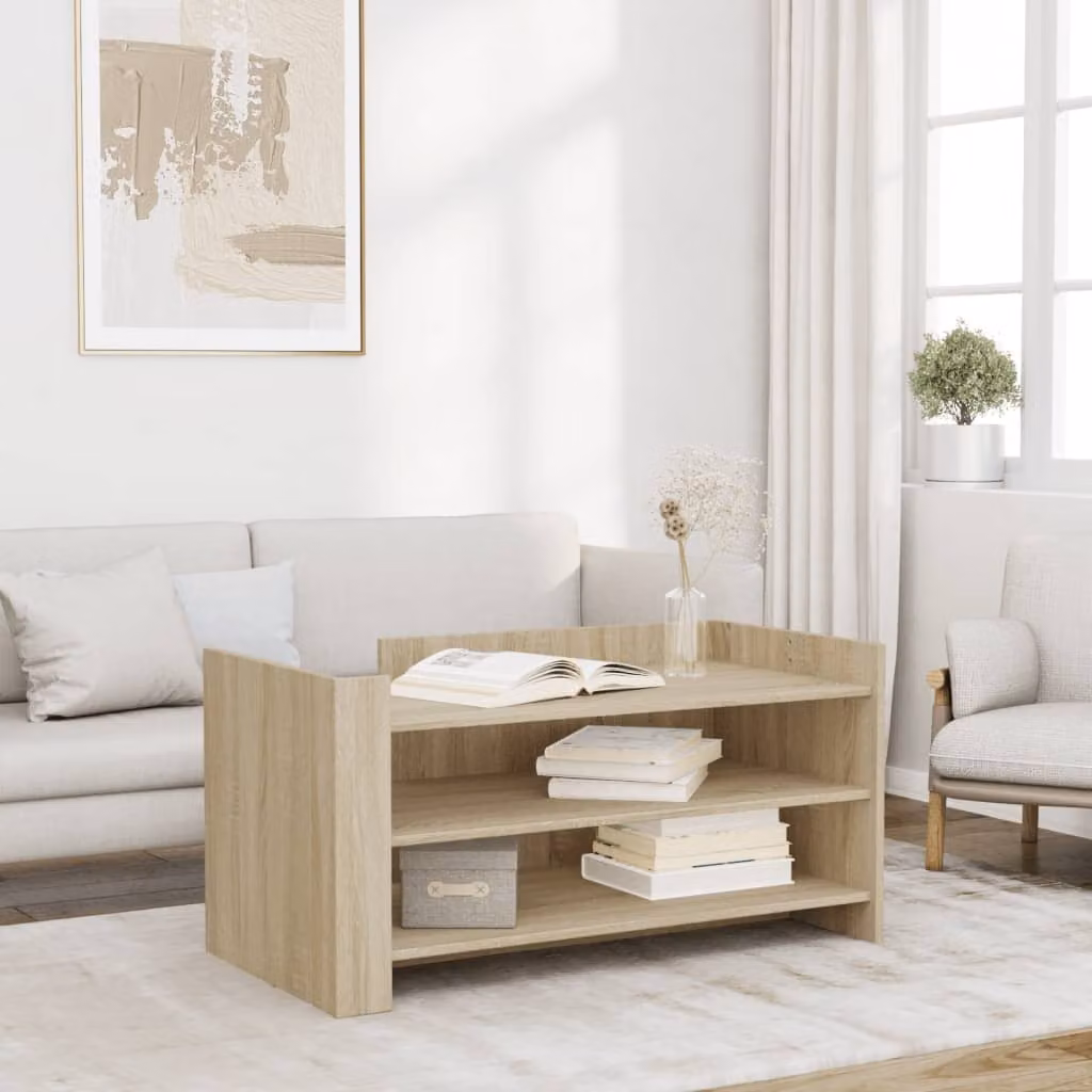 Tavolino da salotto moderno vidaXL in legno color rovere e beige L/P/H: 100 x 50 x 50 cm