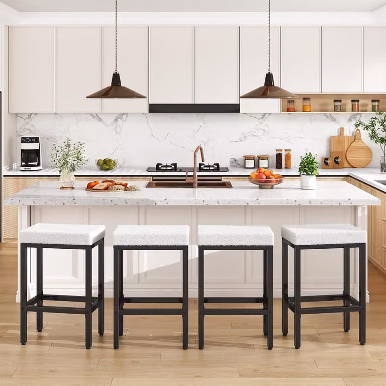 Sgabello da bar, altezza seduta 66 cm, set da 4, struttura in metallo, ideale per cucina e soggiorno