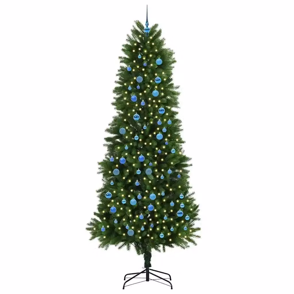 Albero di Natale verde vidaXL con 300 LED luce bianca calda e supporto, Altezza: 240 cm – 2