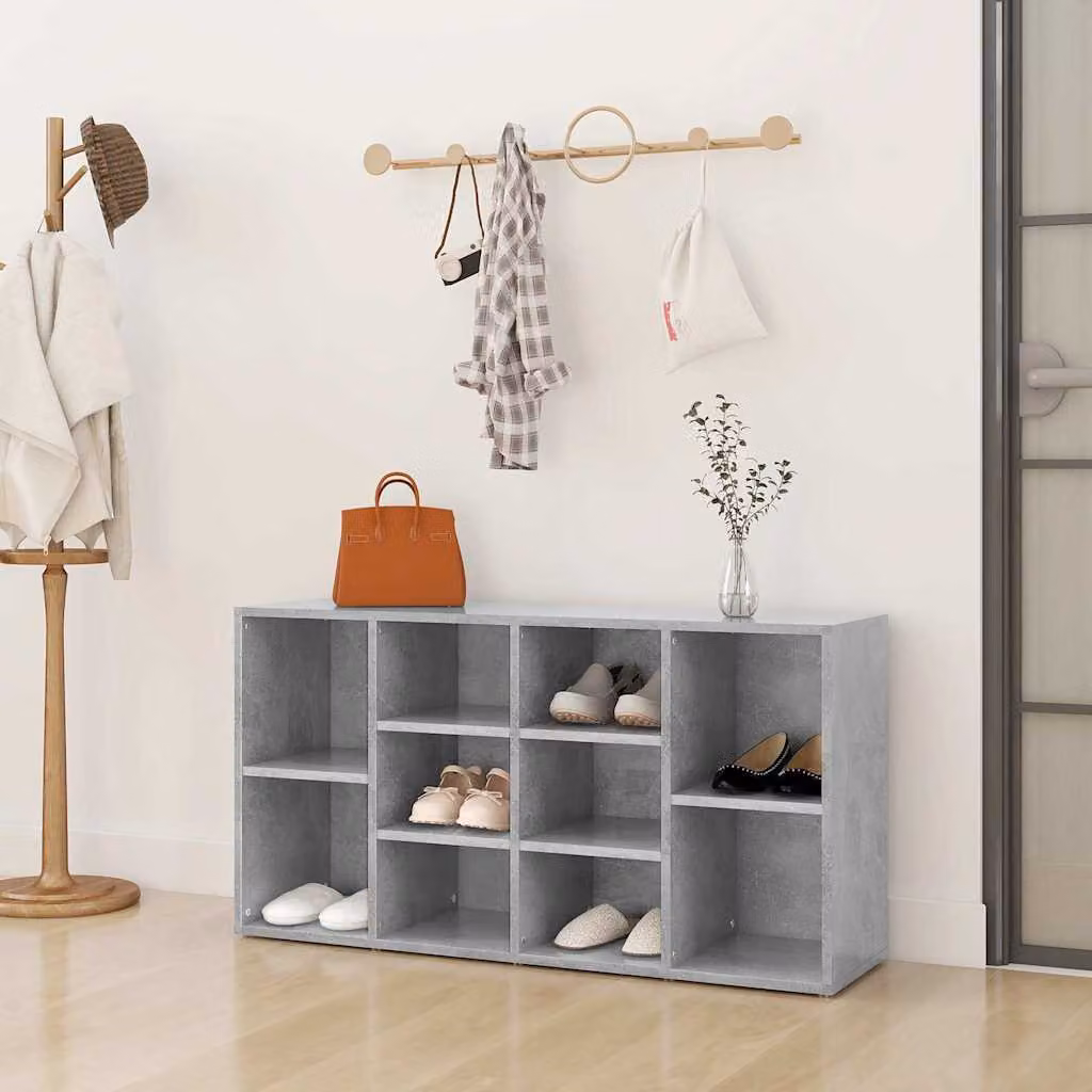 Scarpiera con Panchina vidaXL in Grigio Cemento, L 103 x P 30 x H 55 cm