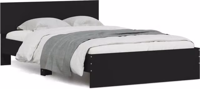 Letto matrimoniale | Letto per adulti | Giroletto con Testiera Nero 120x200 cm