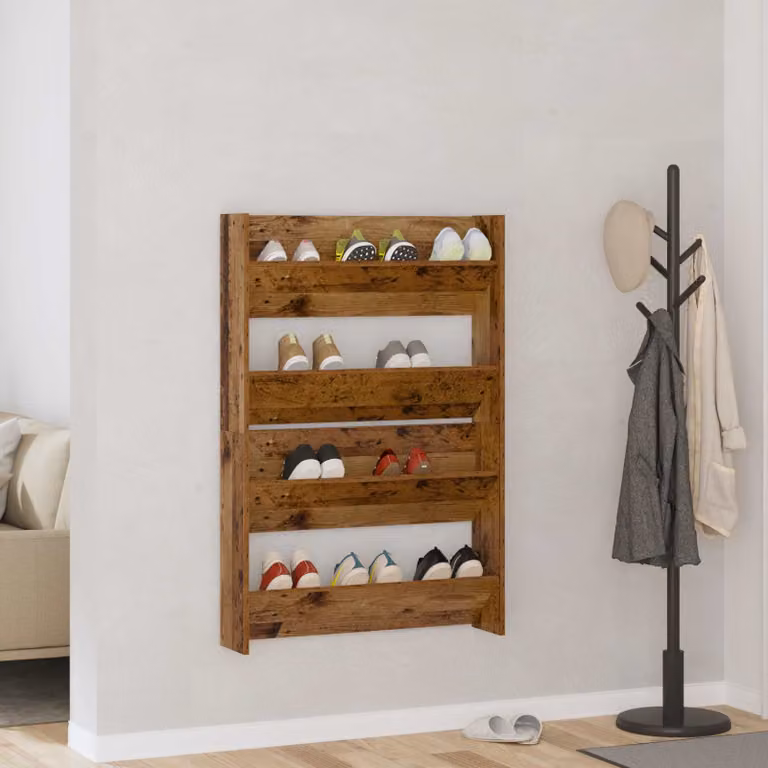Set di 2 scarpere mobili vidaXL in legno marrone L: 80 cm, P: 18 cm, H: 60 cm