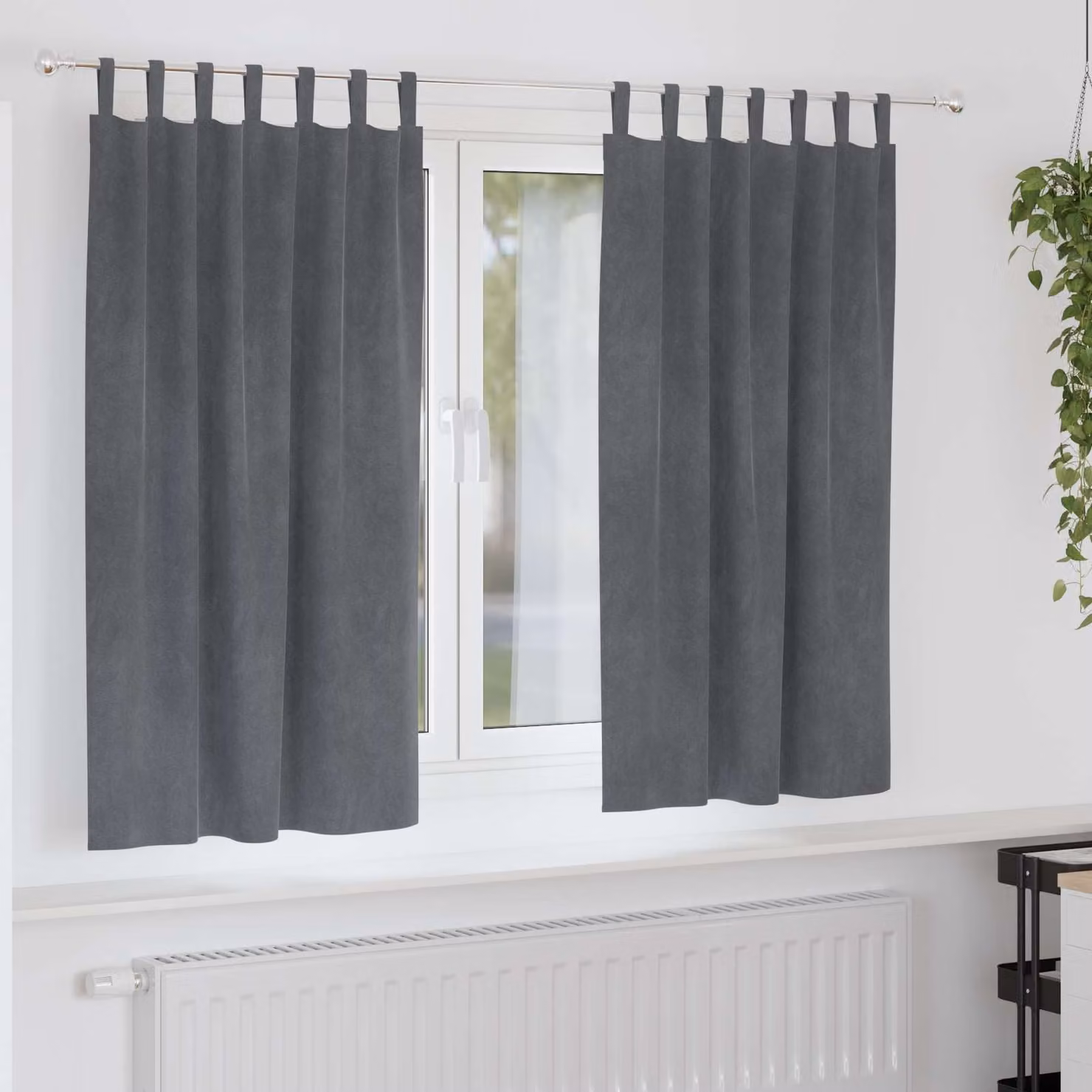 Set di 2 tende oscuranti vidaXL in velluto grigio, L: 140 cm, H: 175 cm