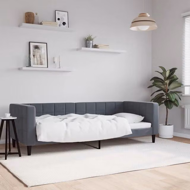 Letto da giorno moderno vidaXL in velluto grigio con struttura in metallo e legno L: 223 cm, P: 90 cm, H: 68 cm – 1
