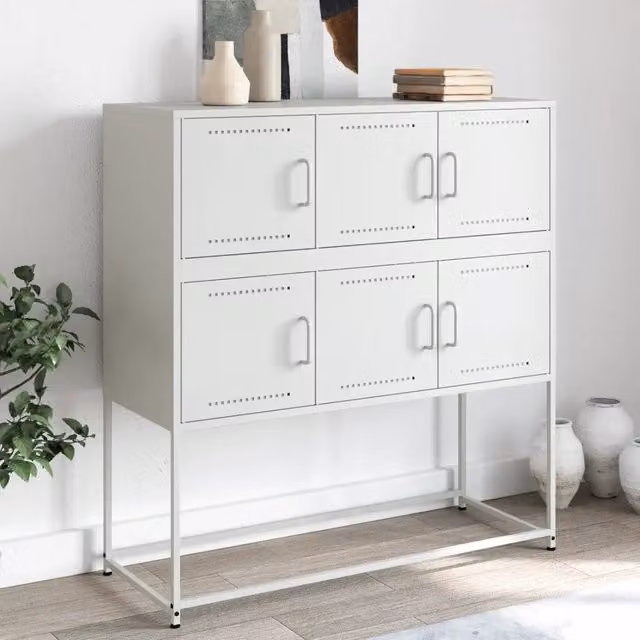Credenza Bianca 100,5x39x107 cm in Acciaio 846601