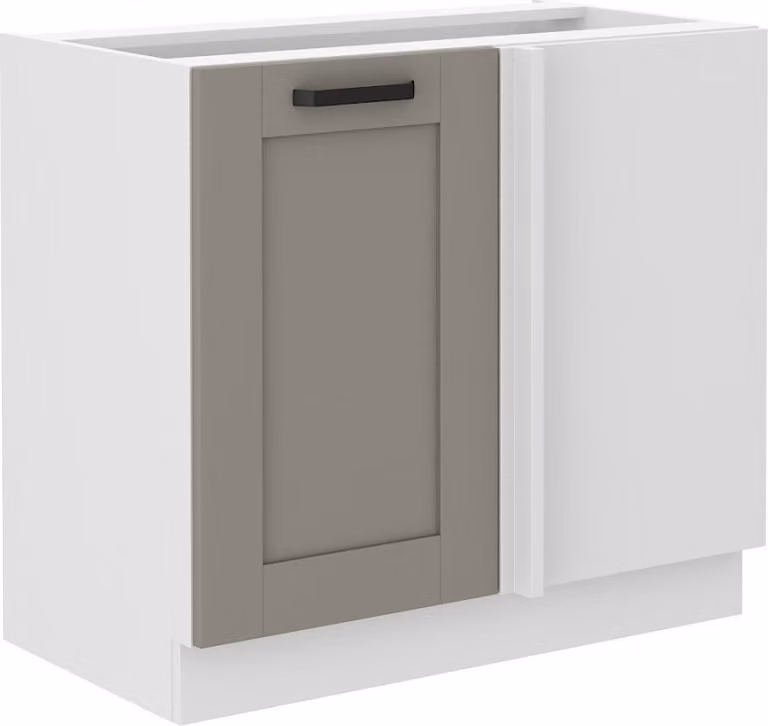 Armadietto allungato ad angolo LAILI - larghezza 105 cm, grigio chiaro / bianco