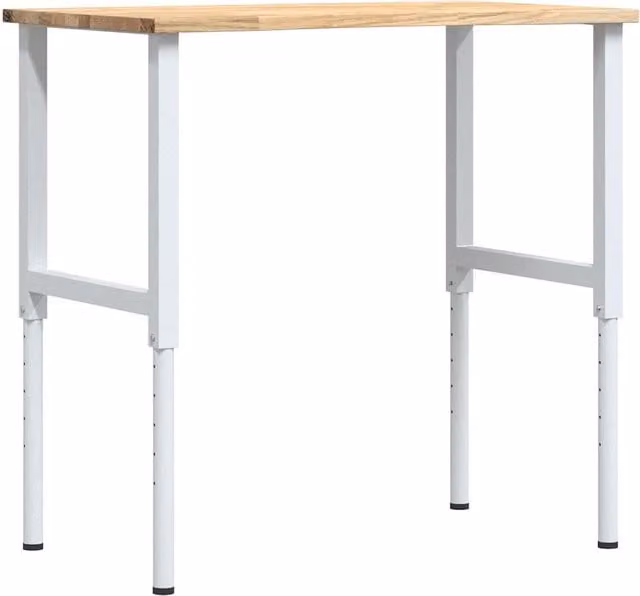 Banco da Lavoro Design In in Legno Massello di Rovere e Metallo, L/P/H: 100 x 60 x 71,5-98 cm, Colore Grigio e Bianco CFW5588024