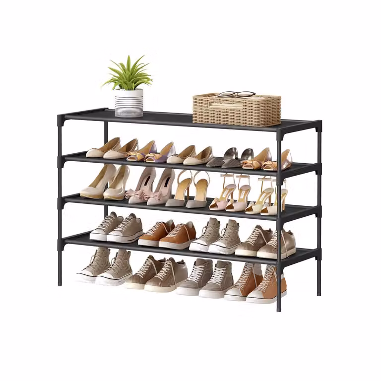 Scarpiera salvaspazio in metallo e tessuto a ripiani, 4-Tier(29,7D x 91,8W x 70,5H cm)