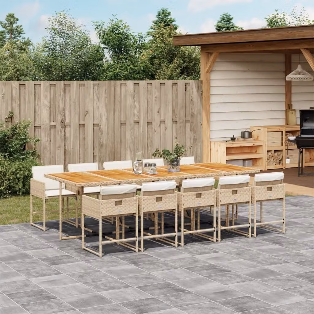 Maison Exclusive - Set da Pranzo da Giardino 11 pz con Cuscini Beige in Polyrattan