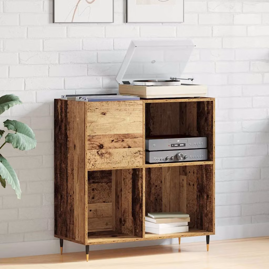 vidaXL Mobile porta vinili in legno vecchio marrone L: 85 cm, P: 38 cm, H: 89 cm
