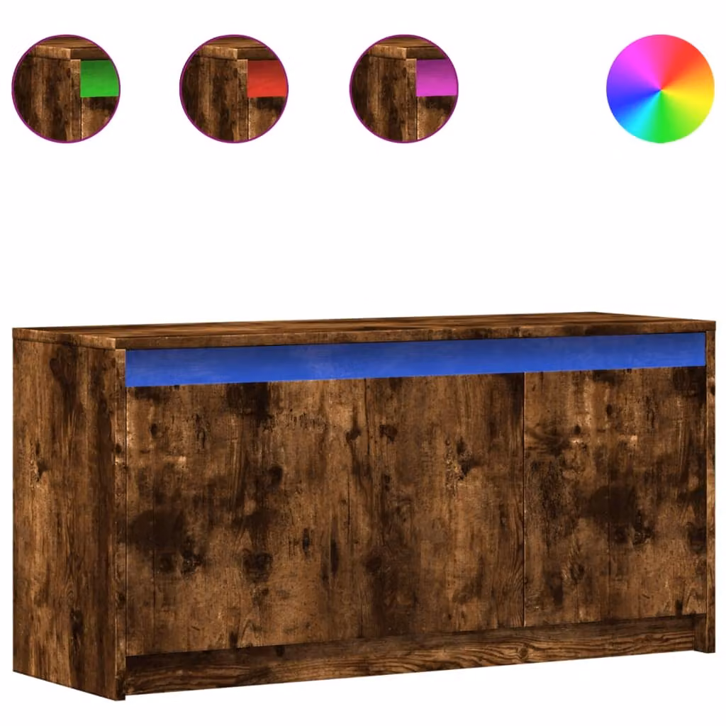 Mobile Porta TV con LED Rovere Fumo 100x34x50 cm in Truciolato