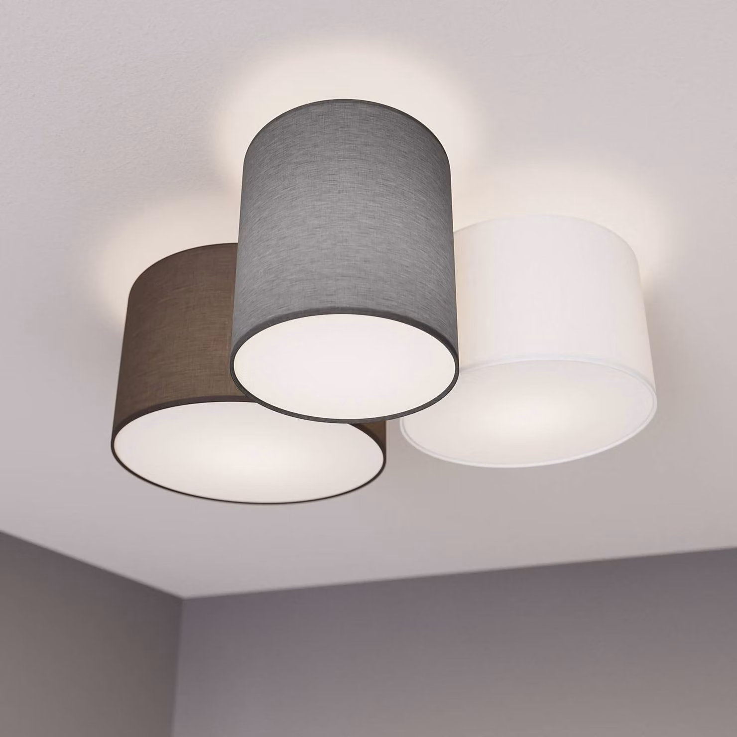 Plafoniera soffitto Laurenz Lindby, dimmerabile, Alluminio / Grigio / Zincato, Soggiorno / Sala da pranzo, Tessuto / Stoffa / Seta, Moderno, Plafoniera