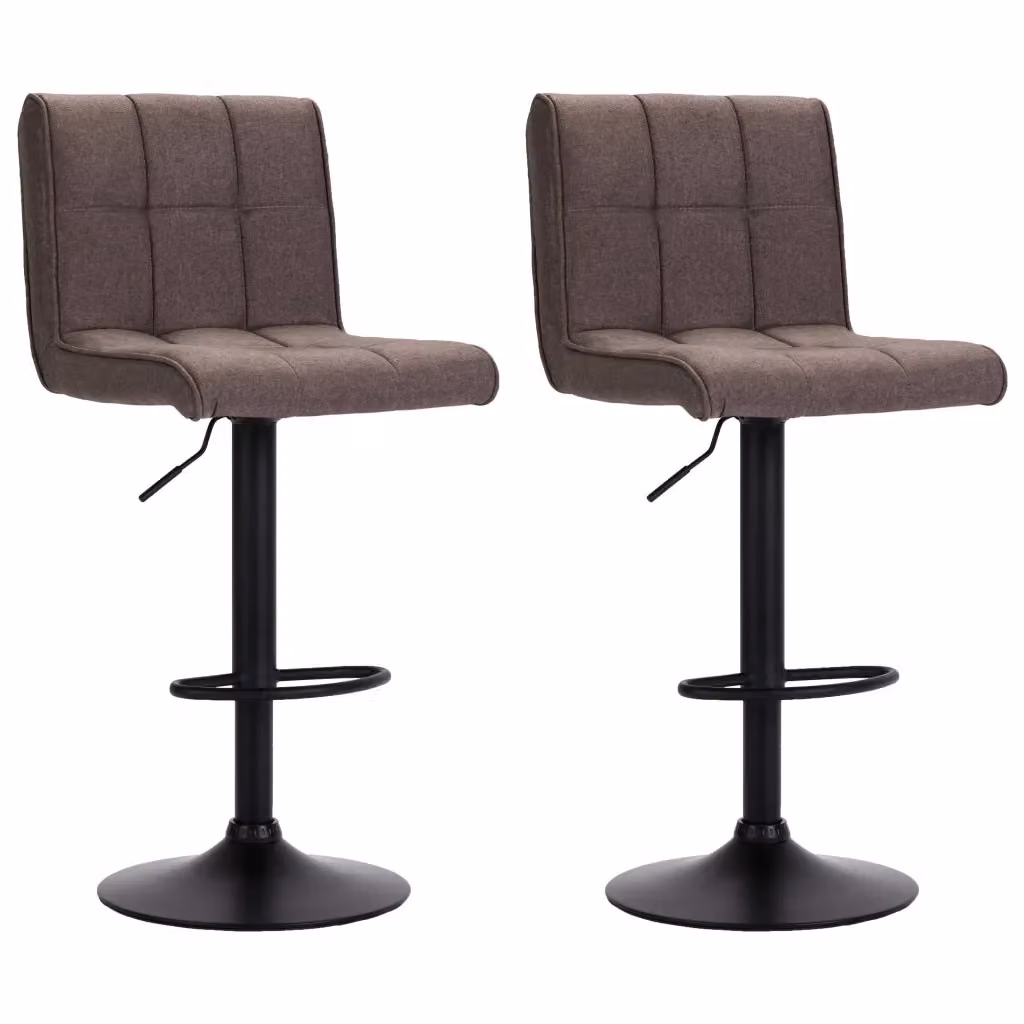 Set di 2 sgabelli da bar girevoli 360 gradi vidaXL in tessuto grigio con struttura in metallo nero opaco – 2