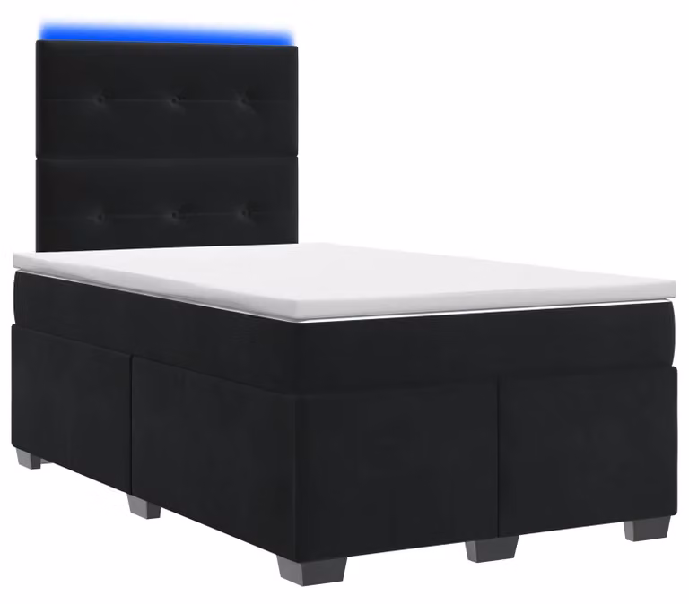 Letto a molle con materasso nero 120 x 190 cm in velluto