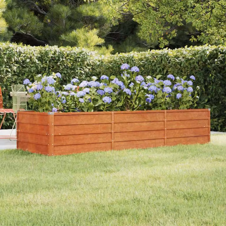 Letto rialzato da giardino vidaXL in acciaio Corten color marrone L: 240 cm, P: 80 cm, H: 45 cm