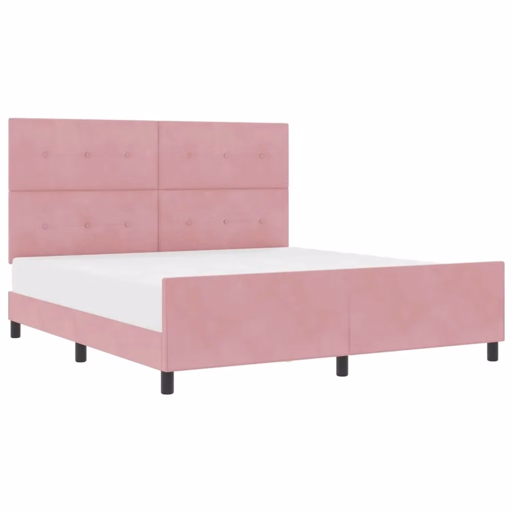 Letto a molle con testiera in velluto rosa vidaXL L/P/H: 180 x 200 x 207 cm – 2