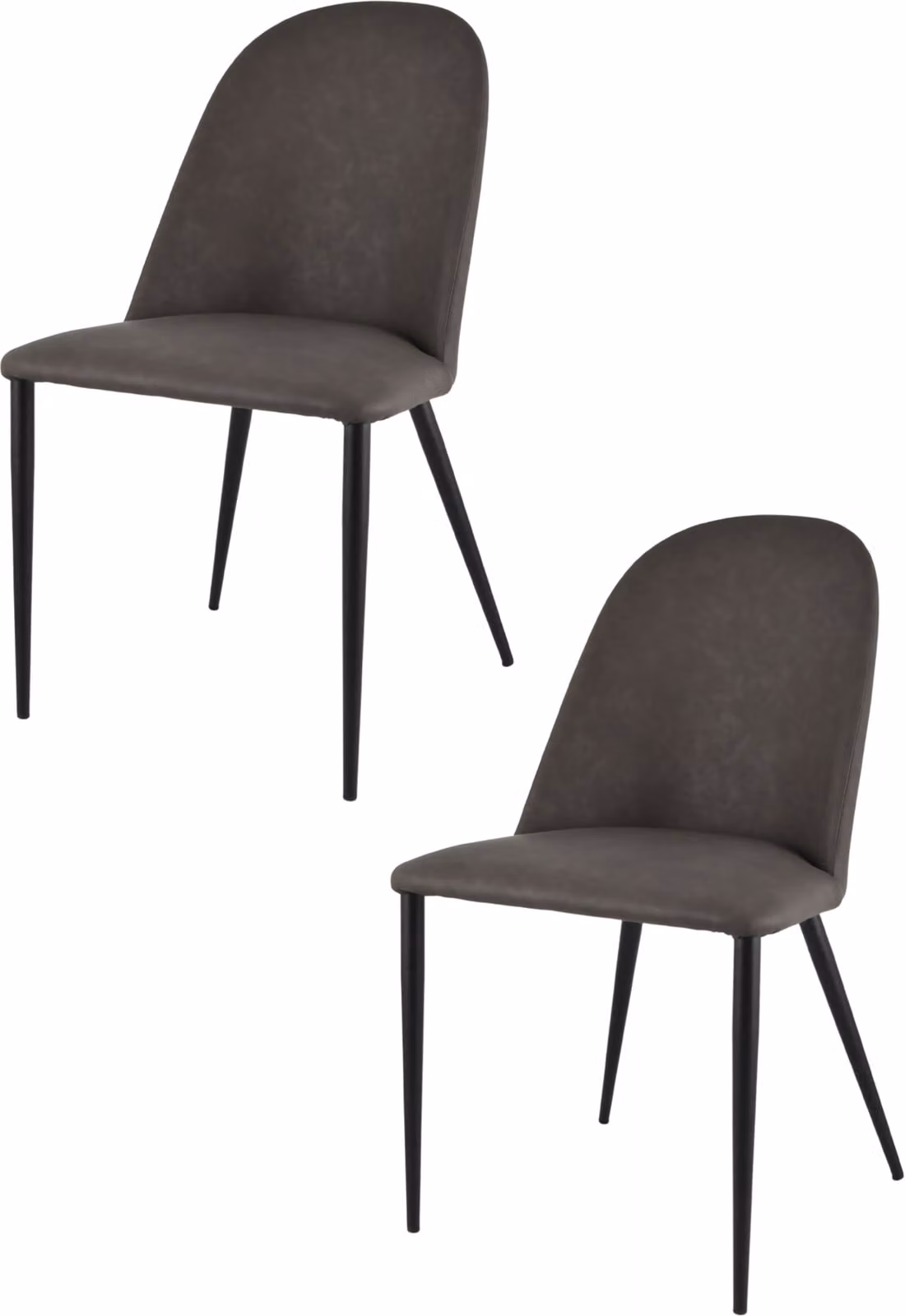 Set di 2 sedie imbottite Jennifer di Tommychairs, con rivestimento in ecopelle color ippopotamo e gambe in ferro nero opaco
