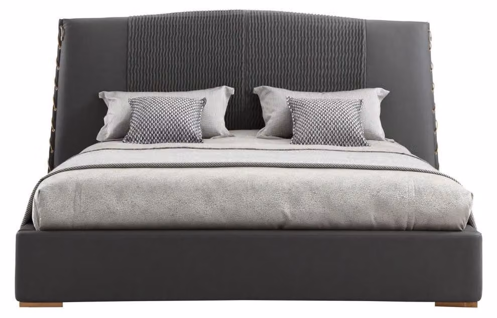 Luxus Bett Holz Betten Bettrahmen Grau Doppel Bettgestell Betten Doppelbetten
