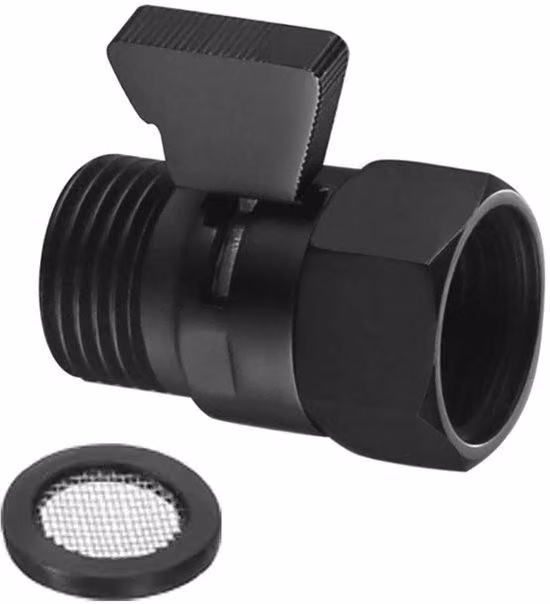 Rubinetto per doccia con valvola di intercettazione - G1/2 - valvola di regolazione del flusso per doccia, tipo manopola - G1/2, misura universale - Miscelatore per doccia - Dispositivo di interruzione del flusso d'acqua - Valvola angolare - Valvola di re