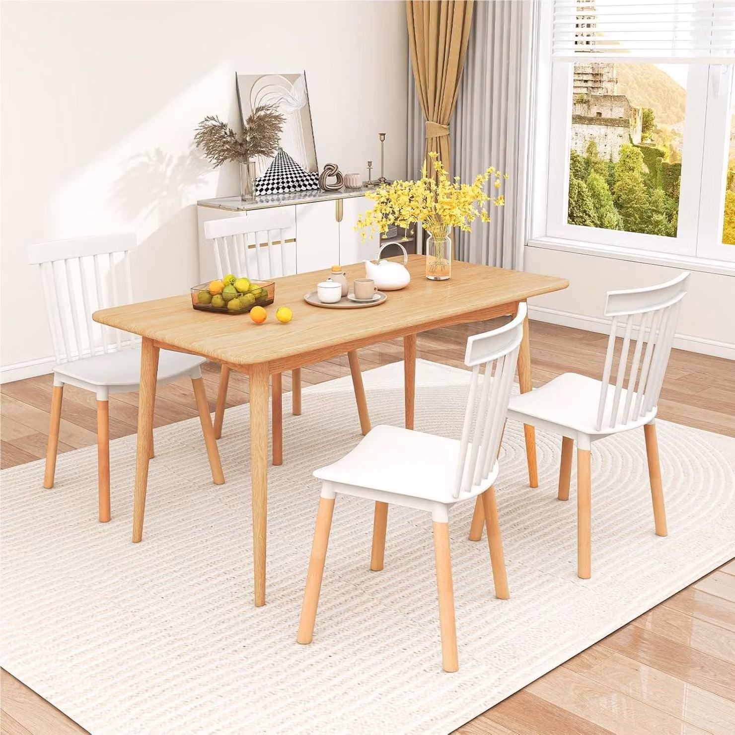 Sedia da pranzo - Sedia da cucina - Sedia - Sedia da soggiorno - Sedia da ufficio - Bianca - Gambe in legno massello