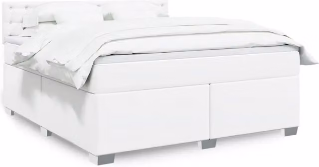 Letto Ibrido vidaXL con Giroletto a Molle, Materasso e Rivestimento in Similpelle Bianco, L/P: 180 x 200 cm