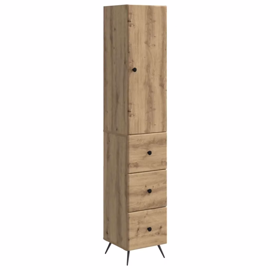 Set di 2 armadi moderni vidaXL in legno e metallo marrone con ante scorrevoli e ripiani interni, L/P/H: 34,5 x 34,5 x 90 cm – 2