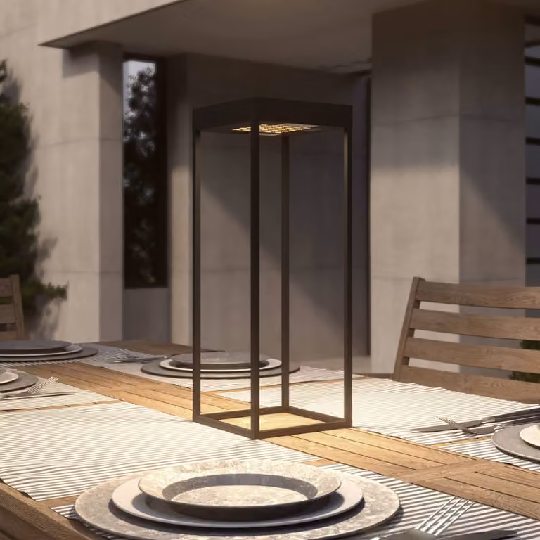 Lucande lampada LED solare Lynzy, 58 cm, nero, metallo, IP65 Lynzy Lucande, dimmerabile, Nero, Alluminio, Moderno, Lampade solari
