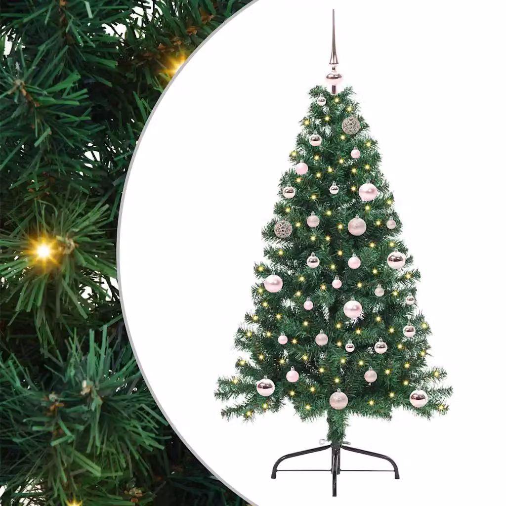 Albero di Natale artificiale moderno vidaXL con luci LED bianco caldo Verde 150 cm