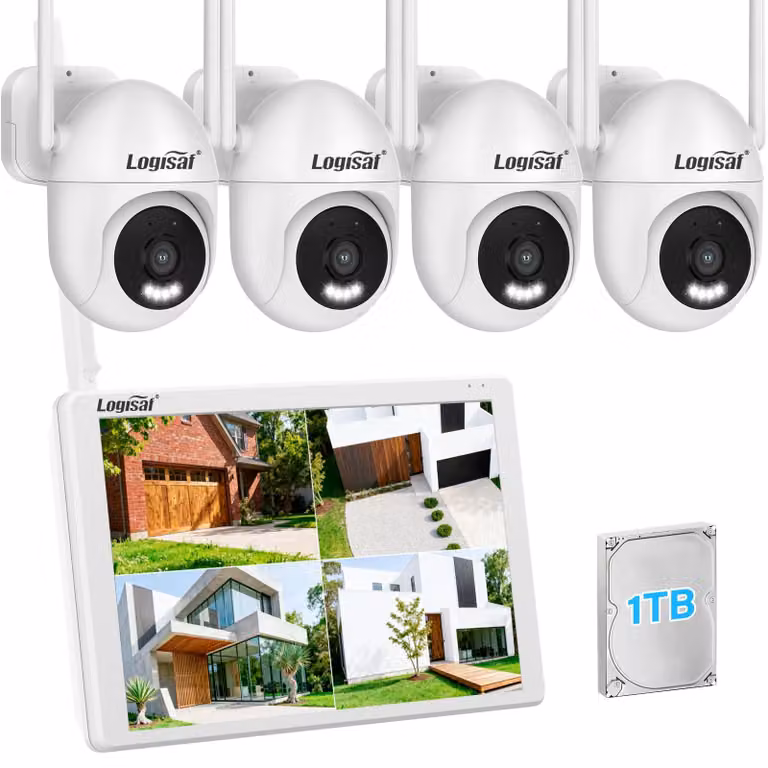 Kit di telecamere di sicurezza - 5 MP HD - 1 TB di memoria - Rotazione a 360 gradi - Wi-Fi - Set di telecamere per esterni