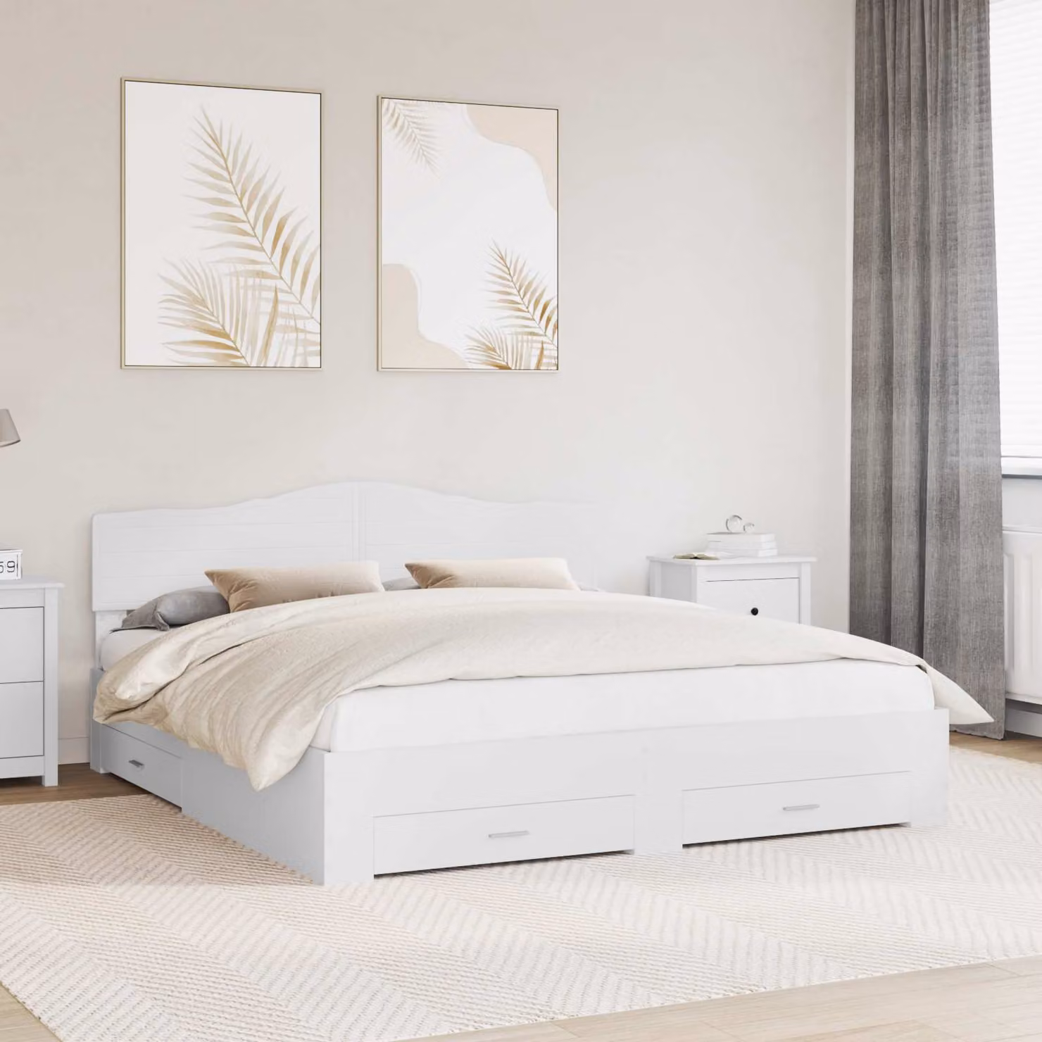 Struttura del letto con cassetti vidaXL in legno ingegnerizzato bianco, L 180 x P 200 cm
