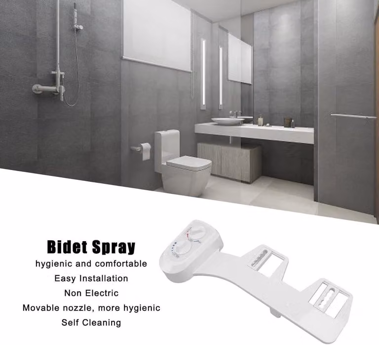 Bidet WC autopulente, cambio carta, ugello mobile, in due parti. Fissaggio per bidet WC, adatto per WC, ideale per il bagno