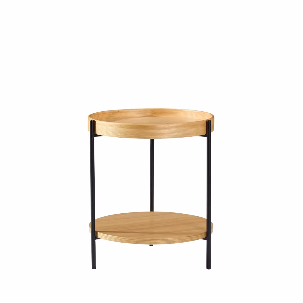 Tavolino da salotto moderno Zephmum a due livelli in legno e metallo, L/P/H: 44 x 44 x 48 cm – 2