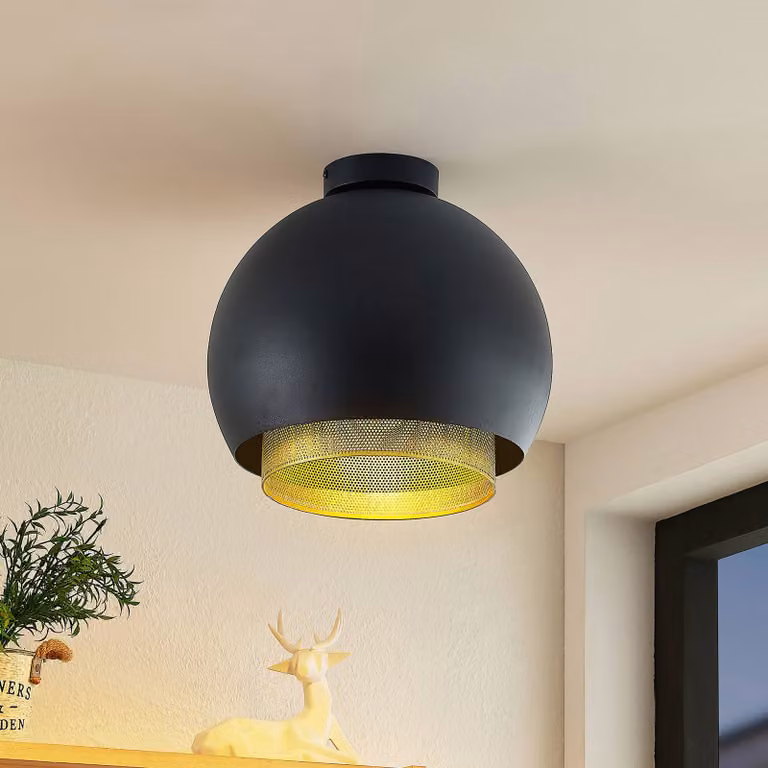 Plafoniera di design Sivaniel Lucande, dimmerabile, Nero, Soggiorno / Sala da pranzo, Metallo, Moderno, Plafoniera
