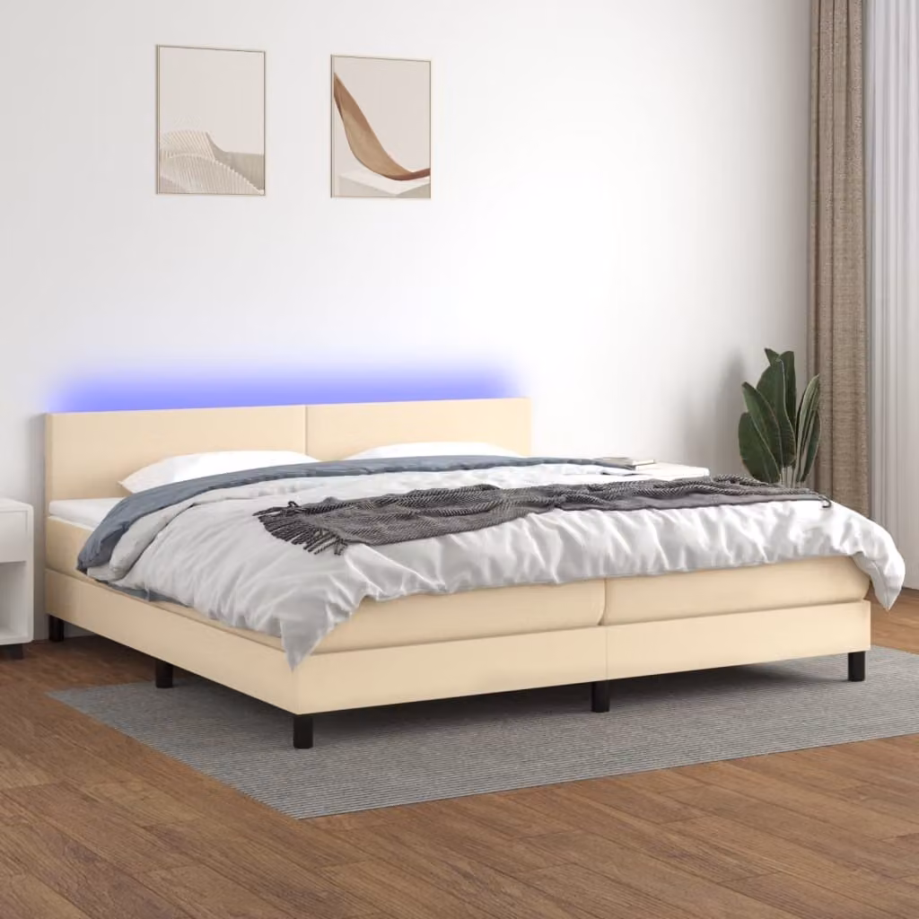 Maison Exclusive - Letto a Molle Materasso e LED bianco 200x200cm in Tessuto