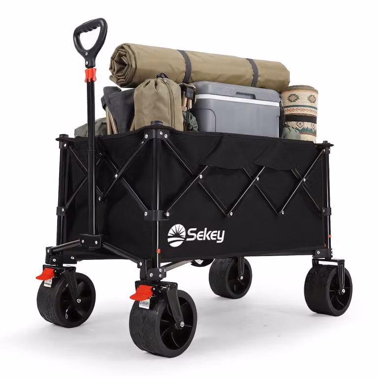 Sekey Carrello pieghevole Carrello a mano Carrello da giardino Capacità di carico 150 kg Carrello di trasporto, nero