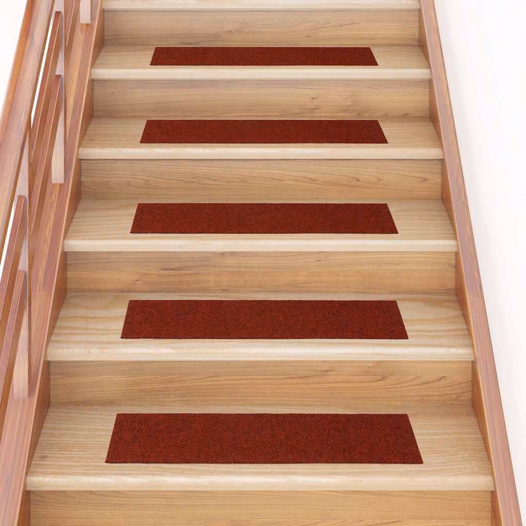 Set di 15 tappetini autoadesivi per scale vidaXL, colore rosso bordeaux, forma rettangolare, L: 76 cm