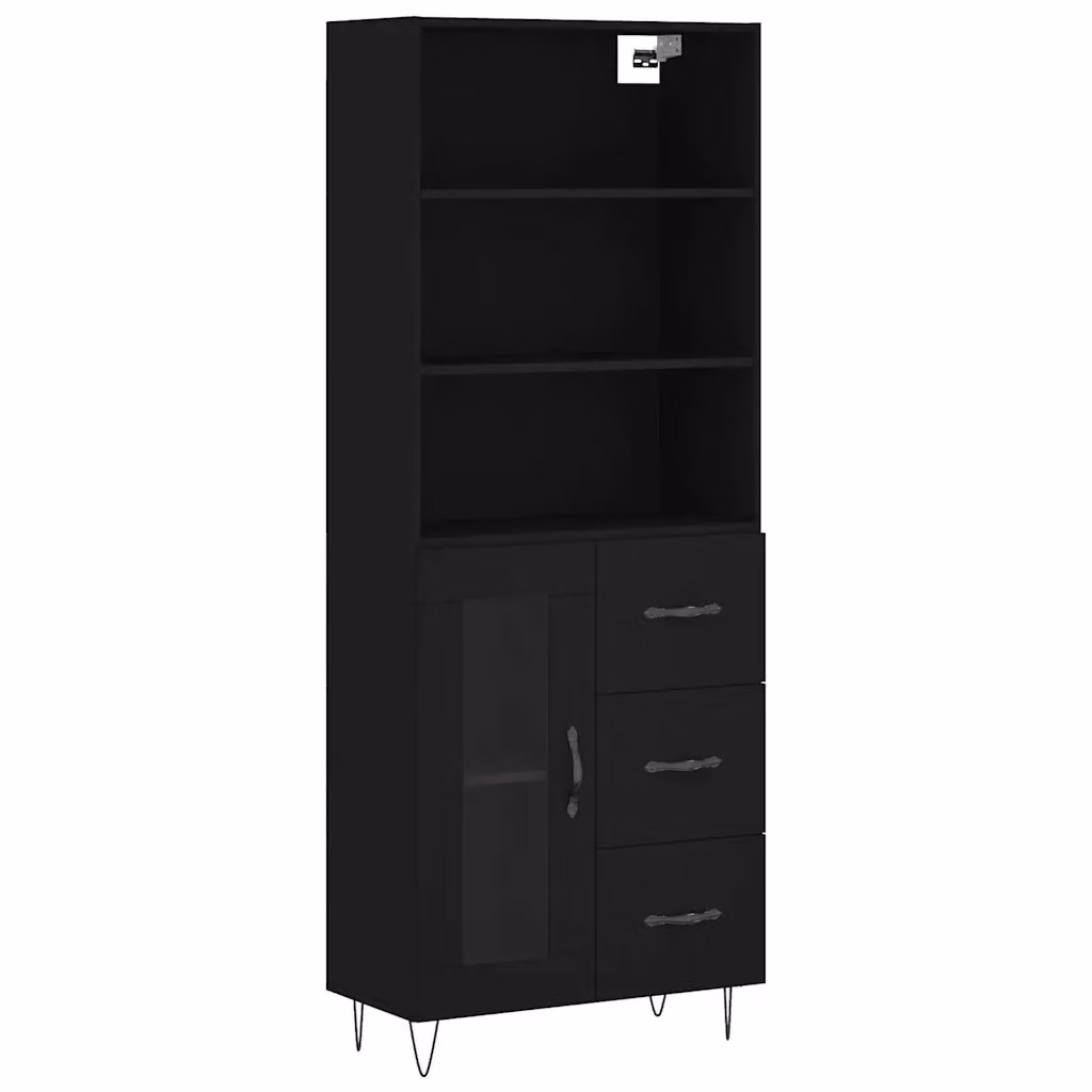 Credenza Buffet Armadio Design Mania per Cucina e Soggiorno Nera L: 69,5 cm, P: 34 cm, H: 180 cm – 2
