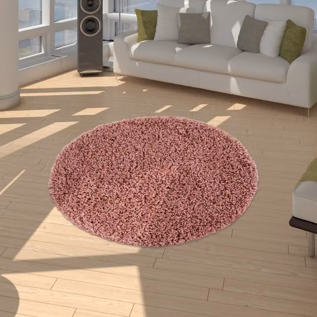 Tappeto shaggy Trista rosa rotondo Diametro: 80 cm