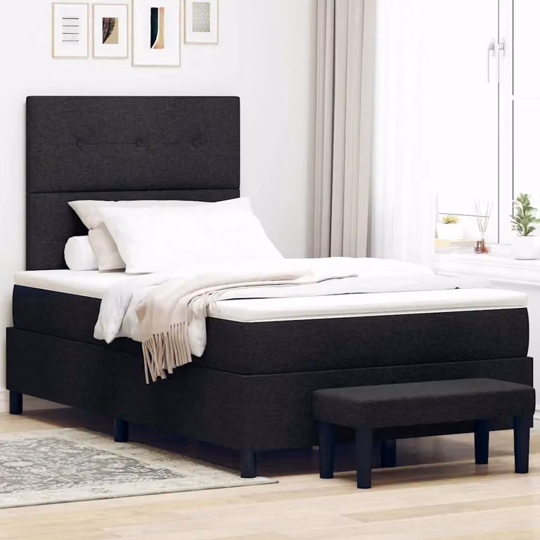 Letto ibrido con materasso vidaXL in tessuto nero L 120 x P 200 cm