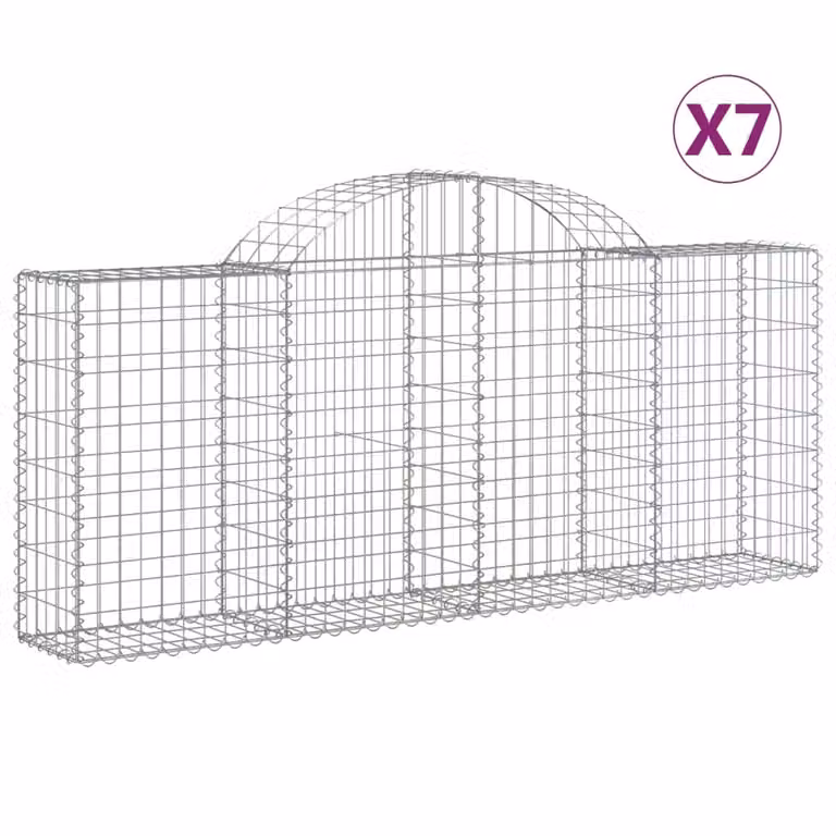 Cesti Gabbioni ad Arco 7 pz 200x30x80/100 cm Ferro Zincato