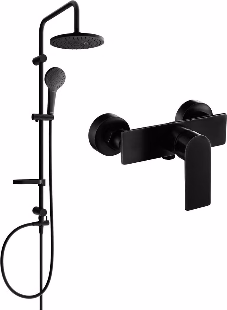 Mexen Erik set doccia esterno con soffione e miscelatore doccia Alfa, nero - 745740205-70