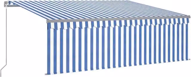 Tenda Sole | Tenda parasole Retrattile Manuale con Parasole 4x3m Blu e Bianco