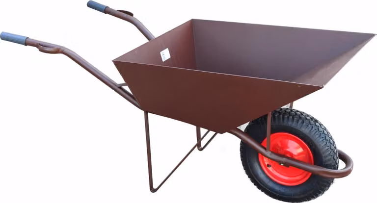 Carriola da cantiere da 85 litri, modello profondo con protezione per le ruote, acciaio da 2,0 mm