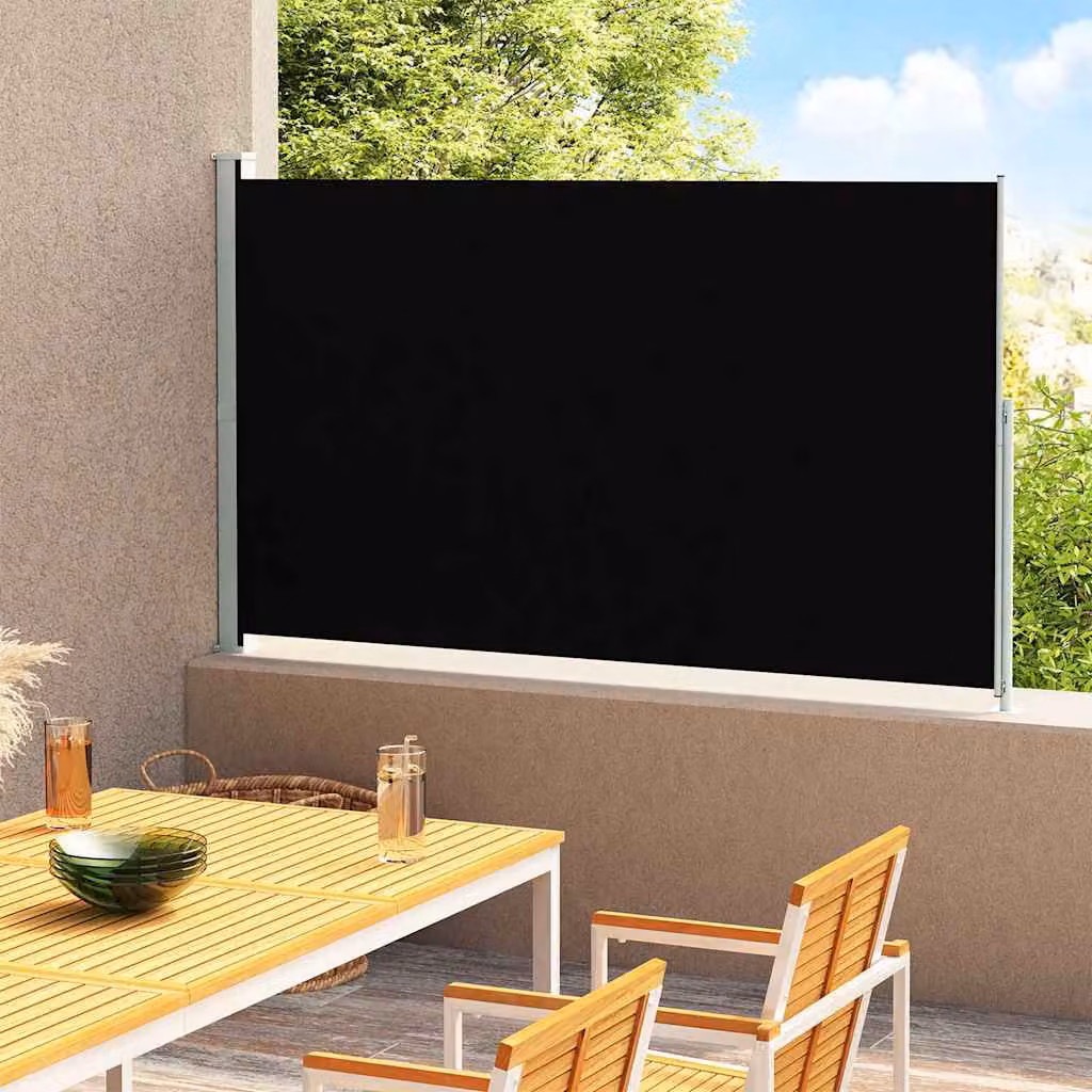 vidaXL Tenda Laterale Retrattile per Patio in Poliestere e Acciaio, Nera, L: 314 cm, H: 180 cm
