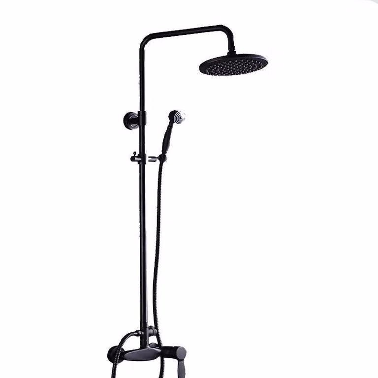 BATTERIA doccia KRAN retro nero BRUNE