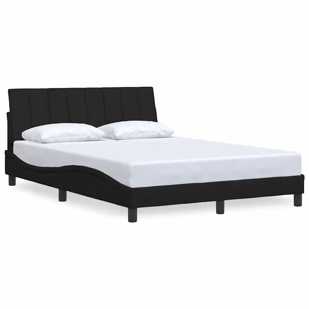 Giroletto Hanko vidaXL in tessuto nero con doghe in legno L/P: 140 x 200 cm – 2
